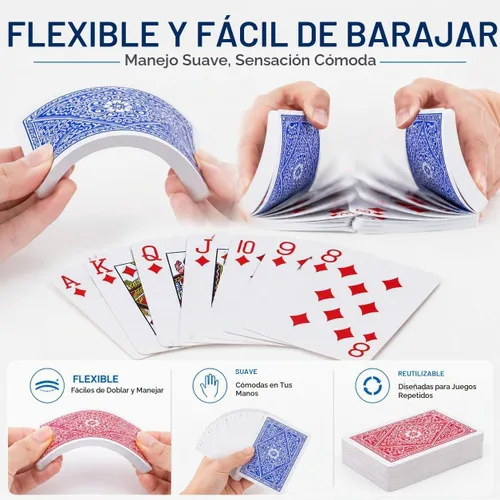 Vista 3 de 2 paquetes de cartas de plástico, cubiertas de póquer impermeables
