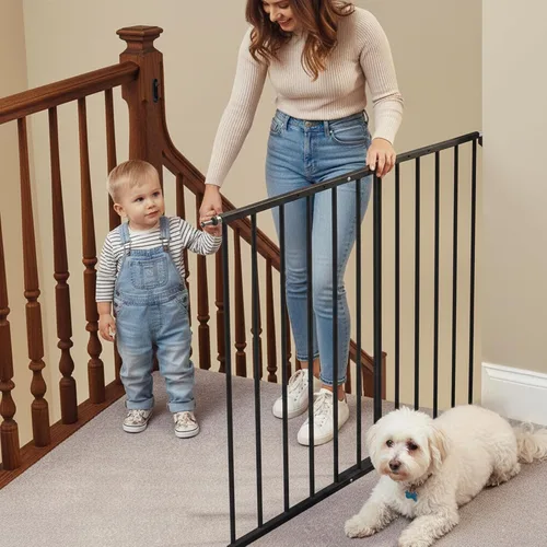 Vista 2 de KidCo Puerta de seguridad para bebés Safeway de paso de 24.75-42.5" para escaleras y marcos de puertas Puerta de seguridad para bebés sin tropiezo