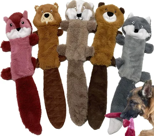 Vista 12 de Jalousie Paquete de 5 juguetes chirriantes para perros sin relleno con forro duradero sin relleno, juguetes para perros de papel arrugado, juguete