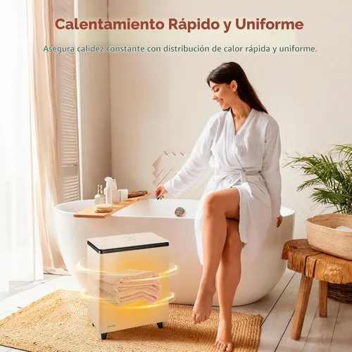 Vista 5 de SereneLife - Calentador de toallas rectangular, cubo con capacidad grande, calentador de toallas y mantas de un solo toque con tapa aislada, para 2