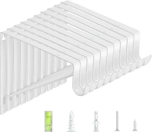 Vista 12 de Paquete de 4 soportes para barra de armario, soportes de estante de armario de 10.8 x 10.8 pulgadas para trabajo pesado montados en pared, soportes