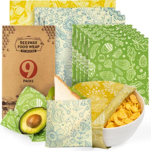 Vista 12 de Akeeko Envolturas reutilizables de cera de abejas – Surtido de 9 paquetes, reutilizables, sin plástico, almacenamiento de alimentos 4 pequeños, 3