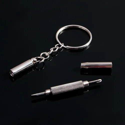 Vista 6 de Pokinge 5 unids 3 en 1 mini destornillador de reparación llavero destornillador de metal mano herramienta kit para gafas de sol teléfonos móviles