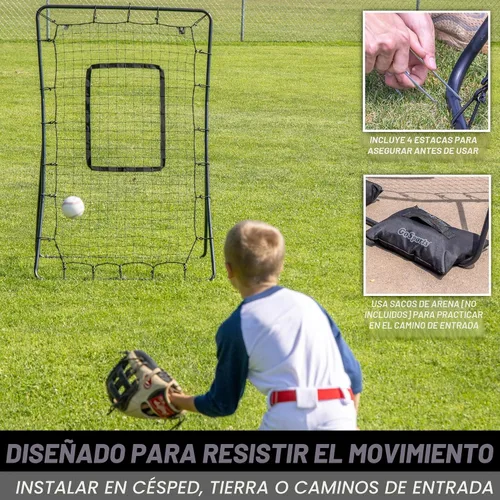Vista 5 de GoSports Red de lanzamiento y rebote de béisbol y sóftbol - Red de lanzamiento trasero - Elija su