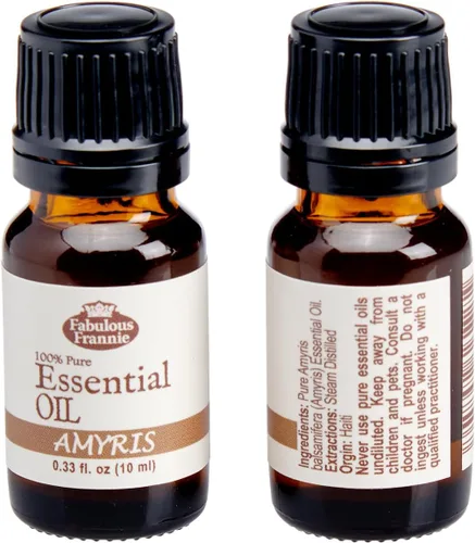 Vista 2 de Amyris 100 % Pure, sin diluir Grado Terapéutico Aceite Esencial – 10 ml. Gran para aromaterapia. Undiluted Essential Oil Grade 10 ml (.33oz)