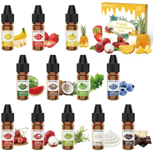 Vista 8 de Aceite Aromatizante para Alimentos - Sabores Concentrados de Dulces, 36 Aceites Aromatizantes Líquidos para Brillo Labial, Aceite de Sabor Algodón