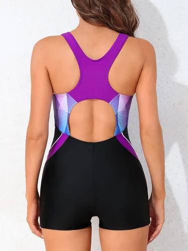 Vista 34 de ATTRACO Traje de baño deportivo de una pieza para mujer, traje de baño deportivo de entrenamiento