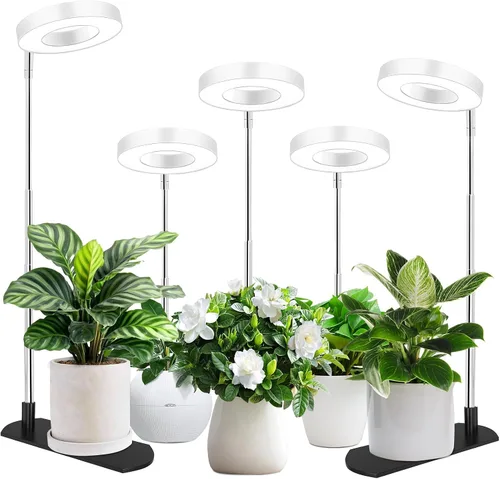 Vista 12 de LBW Luz de cultivo para plantas de interior, luz de cultivo de plantas de halo de espectro completo con base, lámpara de cultivo de plantas
