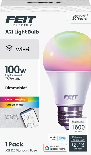 Vista 5 de Feit Electric - Bombillas inteligentes A19 RGBW que cambian de color, 60 W Eq - 1 paquete