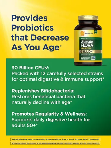 Vista 4 de Renew Life –Última flora para adultos 50 + Suplemento Probiótico de 30 mil millones, 90 unidades (Ex fórmula senior), 631257595607, 30, 1, 1