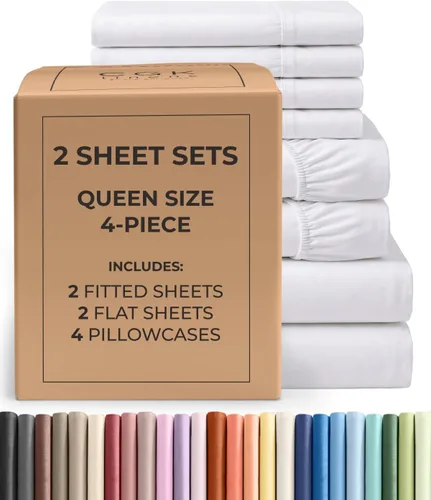 Vista 77 de Pack of 2, Twin Size 3 Piece Sheet Set - Breathable & Cooling - White