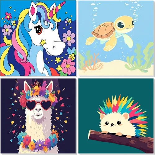Vista 11 de EOBROMD Paquete de 4 kits de pintura enmarcada por números para niños, kits de pintura de insectos para niños de 4 a 8 a 12 años, pintura sobre