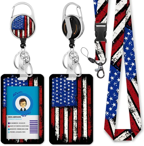 Vista 41 de Cordones negros para insignias de identificación, soporte retráctil para insignias de trabajo, cordón con soporte para tarjeta de crucero, llavero