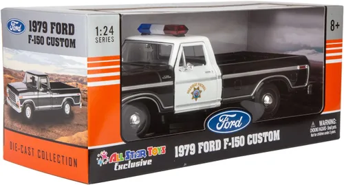 Vista 7 de Motormax All Star Toys Exclusive 1979 F-150 California Highway Patrol CHP Police Pickup Truck 1:24 Diecast Law Enforcement Model Car 76987