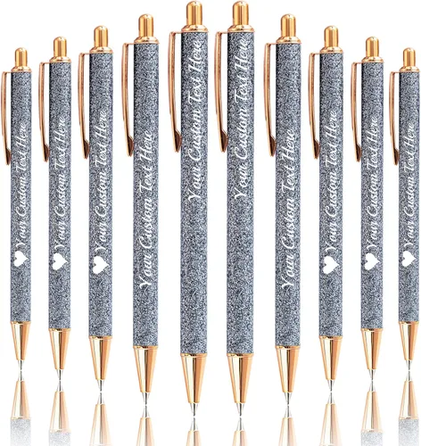 Vista 109 de Bolígrafos de purpurina personalizados con nombre impreso, bolígrafo personalizado con barril de metal, retráctil, bonito y elegante, regalos