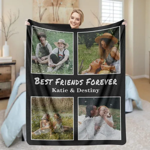 Vista 3 de Purefly Regalos para mejores amigos, mantas personalizadas con fotos, manta con imagen personalizada para mujeres, niñas y adultos, manta para mejor