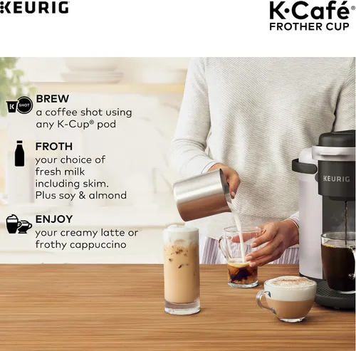 Vista 14 de Keurig Funciona con leche no láctea, espuma caliente y fría, solo cafeteras compatibles K-Café, 34 onzas, espumador de carbón