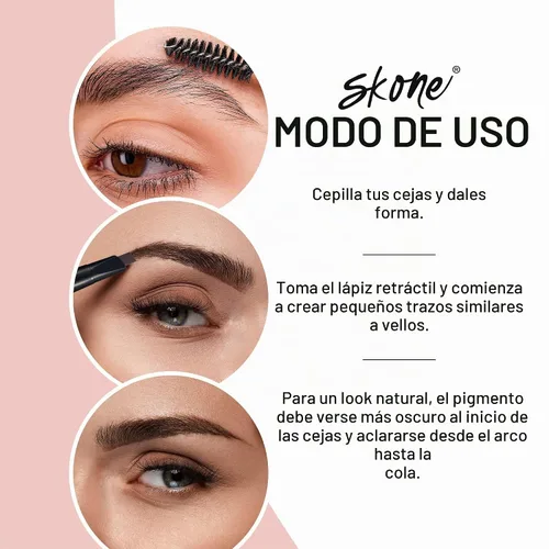 Vista 4 de Skone Cosmetics The Original Brow Wand - Lápiz de cejas con cepillo, retráctil de doble cara, impermeable, de larga duración, lápices de cejas