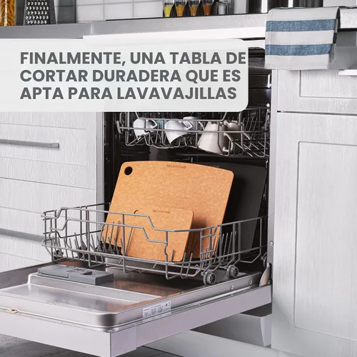 Vista 3 de Tabla de cortar apta para lavavajillas para cocina, tabla de cortar grande de madera compuesta, delgada y ligera, resistente al calor, sin BPA