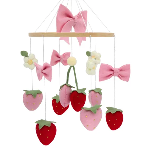 Vista 7 de Móvil de cuna de fresa para decoración de cuna de cuna para niñas Arco de fresa