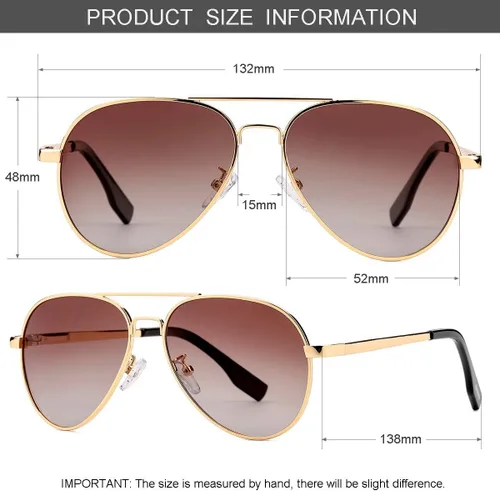 Vista 6 de Gleyemor Gafas de sol de aviador pequeñas para mujeres y hombres, marco pequeño de 2.047in, polarizadas, aviadores para cara pequeña
