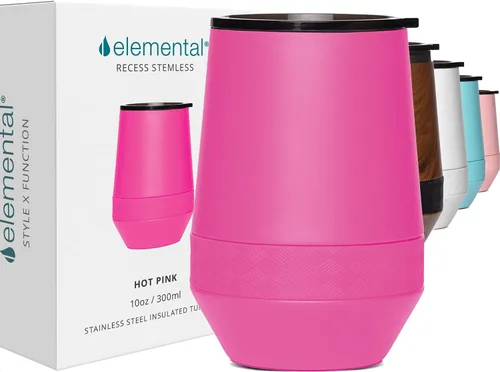 Vista 19 de Elemental Vaso de Vino Recess - Taza de Café de Acero Inoxidable con Triple Pared Aislante para Bebidas Calientes y Frías - Taza Portátil con Tapa