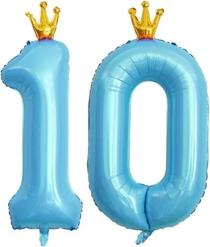 Vista 8 de Globos azules de 40 pulgadas con corona unida número 2, globos de segundo cumpleaños para decoraciones de fiesta de cumpleaños. (2)