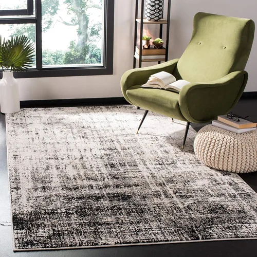 Vista 12 de SAFAVIEH Adirondack Collection - Alfombra de pasillo de 2 pies 1 pulgada x 8 pies, beige y pizarra, diseño abstracto moderno, no desprende pelusa