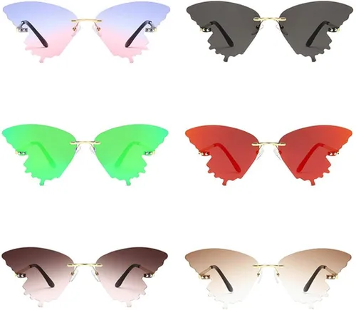 Vista 8 de Gafas de sol de mariposa para mujereshombres de gran tamaño sin montura gafas de lujo tendencia ojo de gato gafas de sol Streetwear UV400