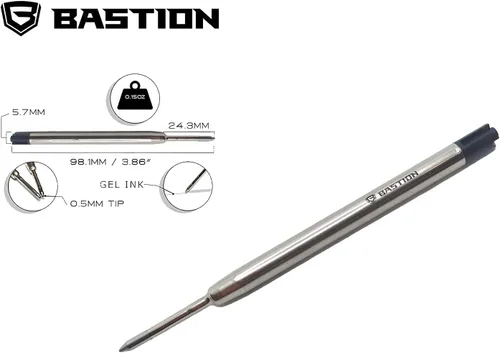 Vista 8 de BASTION Bolígrafo de fibra de carbono y acero inoxidable más 1 gel de recarga de tinta negra, punta fina de metal de lujo (0.020 in) para mujeres