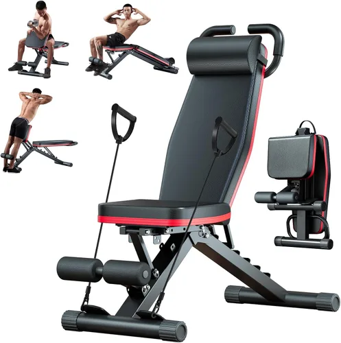 Vista 11 de ALSO GO Adjustable Weight Bench, Workout Benches with Leg Extension, Foldable Incline Decline Bench Press, Roman Chair, Full Body Strength Training