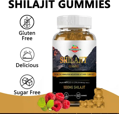 Vista 5 de Shilajit para hombres y mujeres – Gomitas puras del Himalaya Shilajit de 1200 mg con Chaga, vitamina D3, pimienta negra y ácido fúlvico, 100%