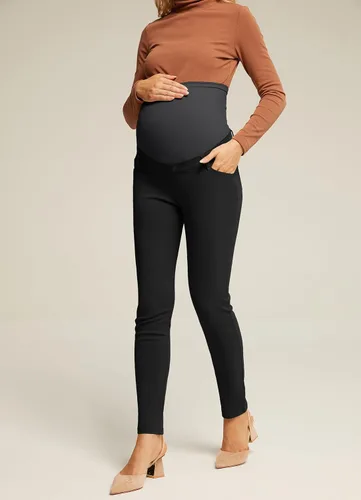 Vista 5 de Maacie Pantalones de trabajo de maternidad, pantalones de vestir casuales de negocios con bolsillos de alta elasticidad