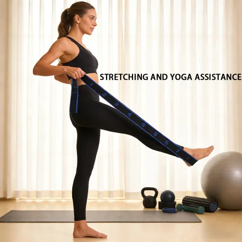 Vista 4 de Banda de resistencia de fitness para estiramiento y yoga, banda de resistencia de yoga ajustable de 8 segmentos con asas para brazos, ejercicio