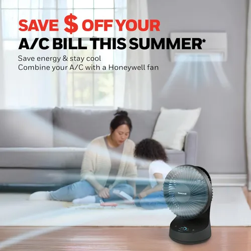 Vista 5 de Honeywell QuietSet 5 Ventilador de mesa oscilante, negro, ventilador personal y pequeño con funcionamiento silencioso y 5 niveles de potencia