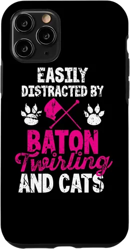 Vista 13 de Funda para iPhone 12 mini que se distrae fácilmente por Baton Twirling and Cats Majorette Twirl