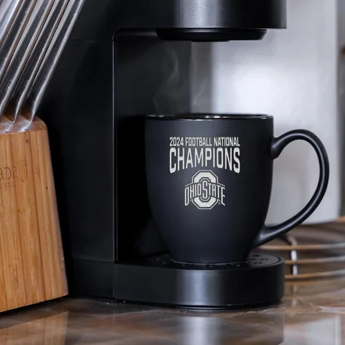 Vista 3 de Rico Industries NCAA Ohio State Buckeyes 2025 National College Football Champions - Taza de cerámica negra mate grabada con láser, para bebidas