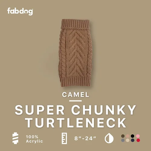 Vista 2 de Suéter superabrigado para perro, con cuello alto, de fabdog, Camel