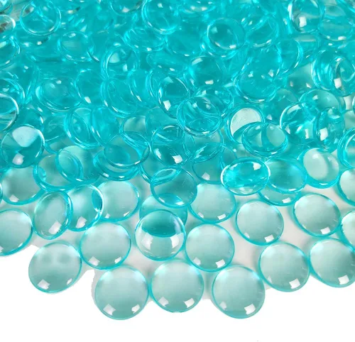 Vista 27 de HappyFiller 1200 PCS gemas acrílicas planas tipo canicas de 0.6" color morado brillante para rellenos de jarrones, confeti de fiesta, centros