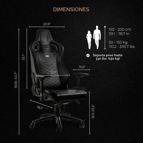 Vista 2 de Noblechairs - Sillas de oficina, sillas de gamers, Negro / Verde