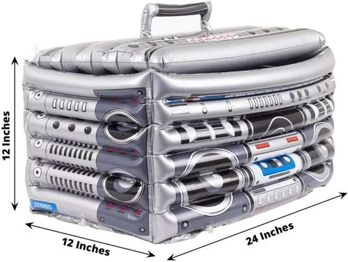 Vista 3 de Efavormart - Enfriador de bebidas inflable con temática de los años 80, contenedor de bebidas para fiesta en la piscina, 24 x 12 pulgadas
