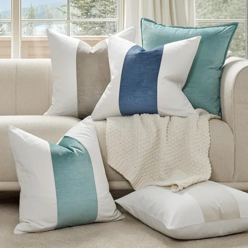 Vista 7 de EVERGRACE x Kinsey Walsh Fundas de almohada de panel de terciopelo de algodón de firma, juego de 2, fundas de almohada decorativas de 20"x20