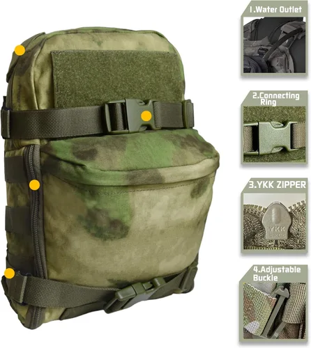 Vista 5 de Mochila táctica de hidratación para vejiga de hidratación de 2 litros, mochila de hidratación ligera MOLLE, transportador de agua para hidratación