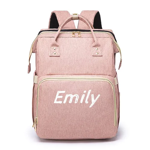 Vista 11 de Bolsa de pañales personalizada con nombre bordado para mamá, mochila extragrande, plegable, elástica