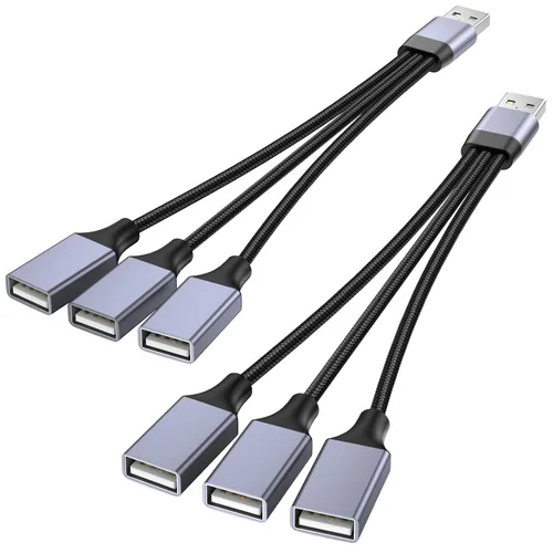 Vista 11 de Divisor USB Y 1 en 3 salidas, USB macho a 3 hembras Cable para PC, tableta, portátil, MacBook, teclado, PS4, PS5, mouse, FlashDrive, LED, etc.