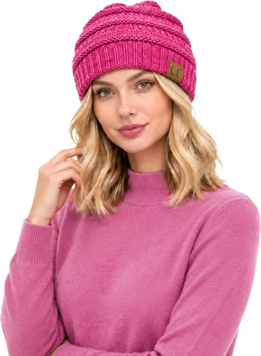 Vista 41 de C.C Exclusives Gorro de Punto de Cable - Gorros Gruesos, Suaves y Cálidos de Punto Grueso Chenille Teniente Mel Gris
