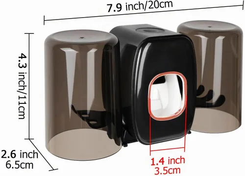 Vista 2 de Soporte de pared para cepillos de dientes con 4 ranuras con tapa, organizador de almacenamiento de cepillos de dientes autoadhesivo para ducha