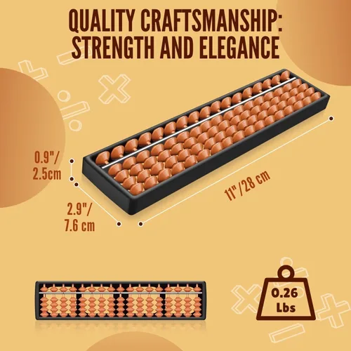 Vista 4 de Flexzion SorobanAbacus para adultos y niños – Soroban japonés de plástico de 11 pulgadas con 5 cuentas y 17 varillas para aprendizaje