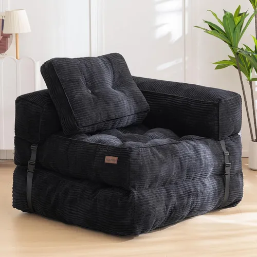 Vista 14 de MAXYOYO Sofá Cama Plegable, Sofá Convertible en Forma de L con Cama Plegable y Almohada, Silla Cama Plegable con Respaldo Portátil Cómoda para Piso