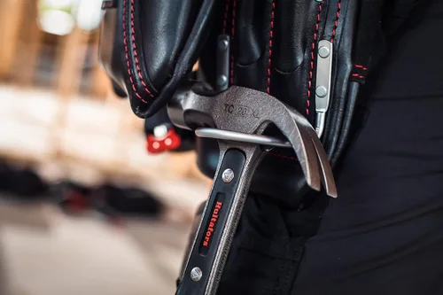 Vista 8 de Hultafors Work Gear HT5433 Carpenter's - Bolsa de cuero resistente para uñas y herramientas, bolsillos frontales con doble fuelle